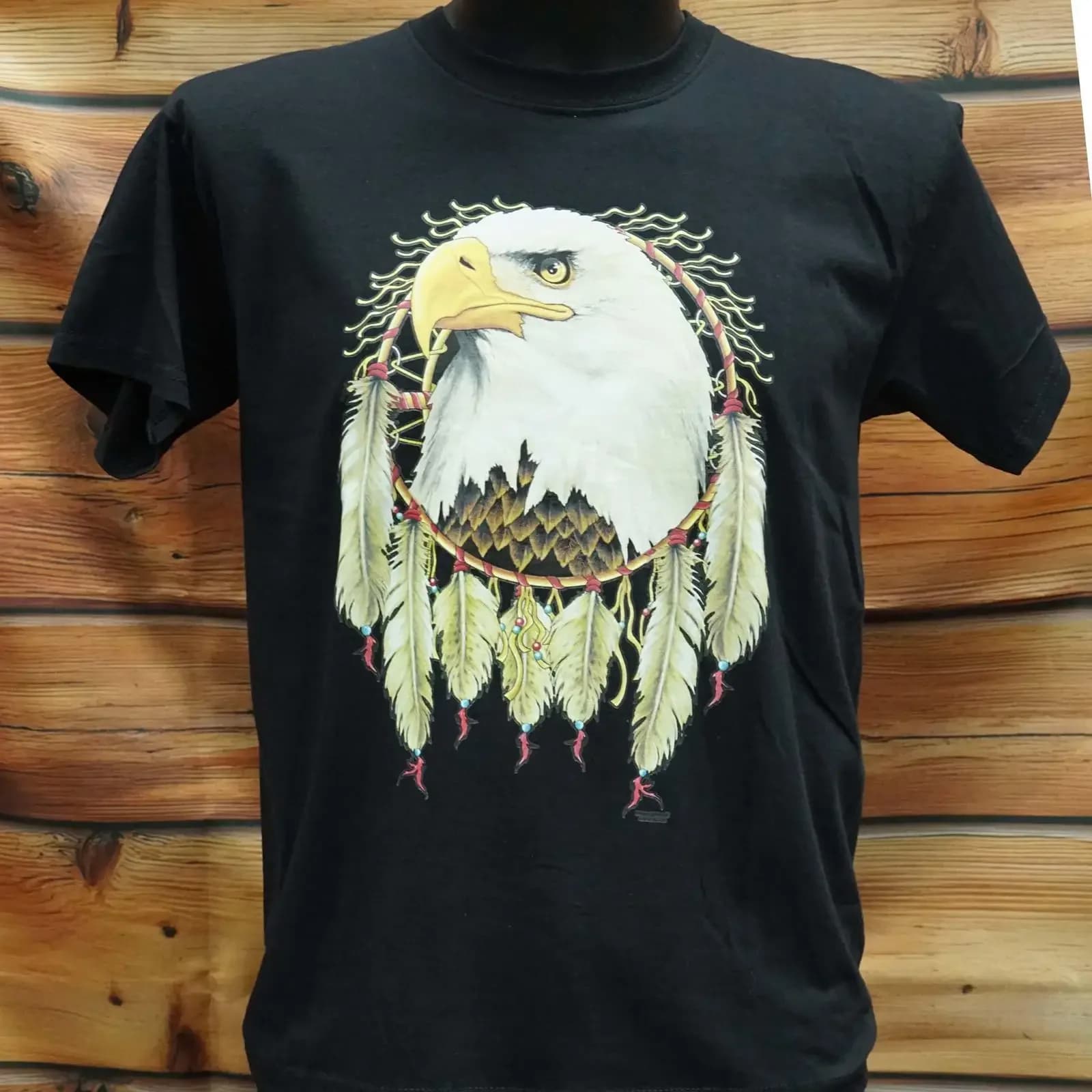 Black T shirt eagle head on dreamcatcher All sizes shirts S m 10XL vintage Washed Soft streetwear Stylish Breathable Slightly