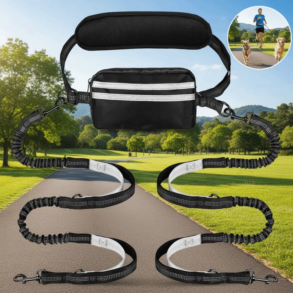 Racer for Dogs with Reflective Strip and Pocket with Hinge, Retractable Stroller with Adjustable Belt and Padded Handles