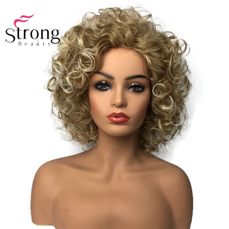 StrongBeauty Shotr Acconciature soffici naturali ricci Parrucche senza cappuccio Parrucca per capelli sintetici da donna