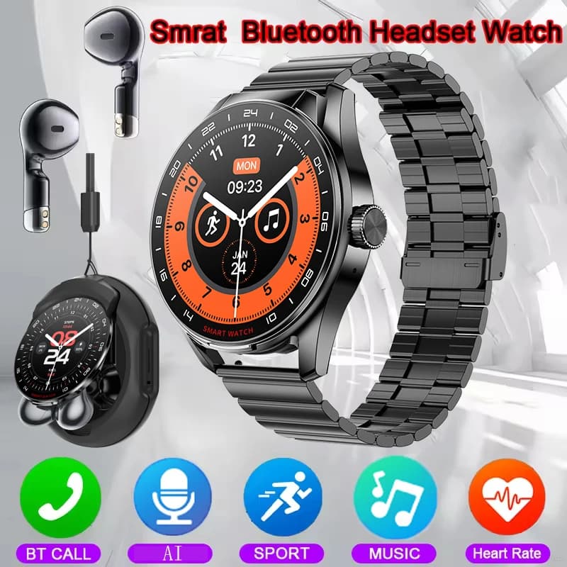 TWS 2-in-1 Smart Watch Auricolare NFC Chiamata Bluetooth Frequenza cardiaca Pressione sanguigna Monitoraggio della salute Cuffie Riproduzione di musica Smartwatch