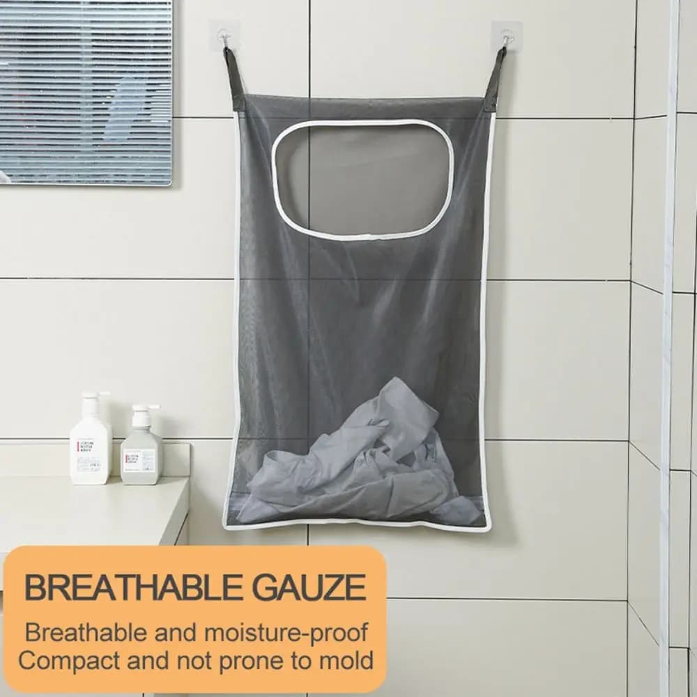 Wall Mounted Hanging Storage Bag Hanging Fabric Hanging Laundry Basket Lightweight Foldable Clothes Storage Bag Laundry Room