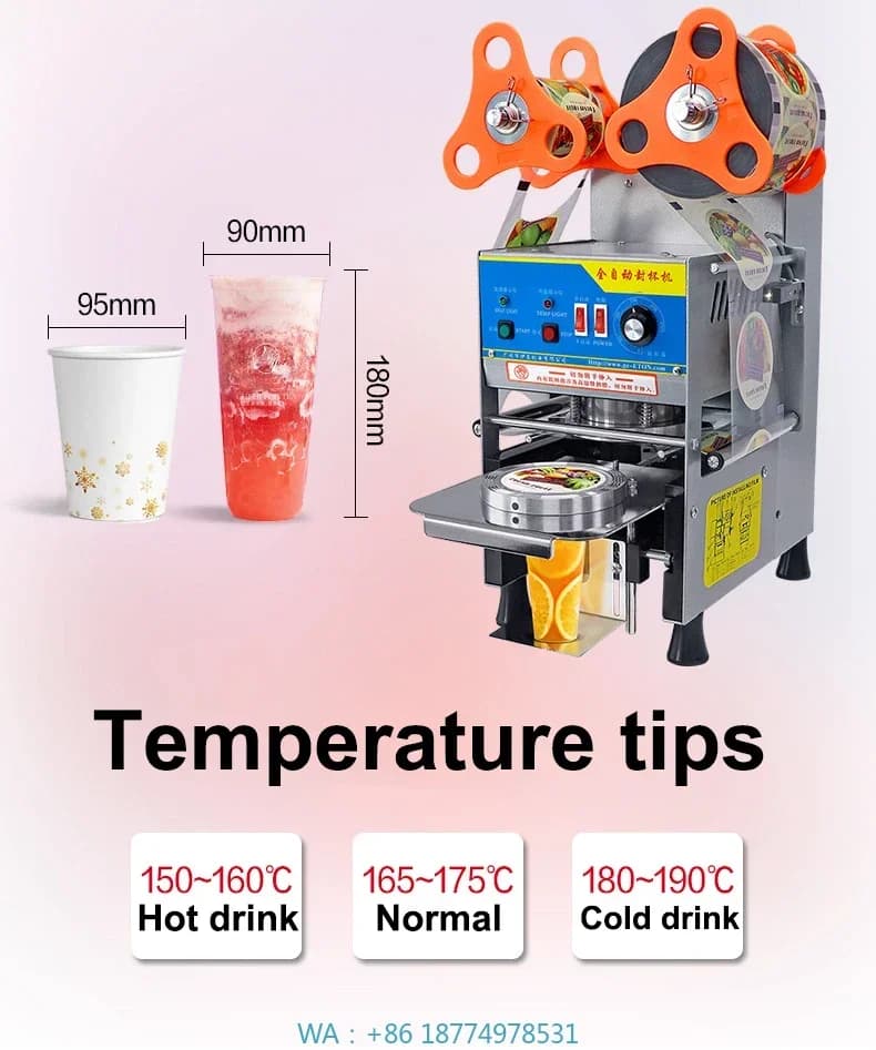 Smart Automatic Machine for Sealing Glasses with Easy Opening Ring, Model for Sealing Plastic Drinks