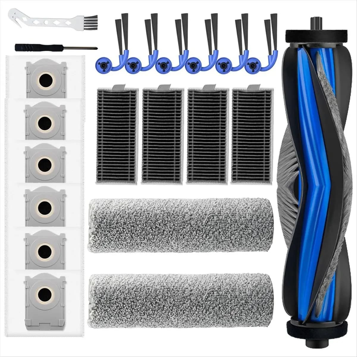 Set di 21 Pezzi A42F per Aspirapolvere Robotico Ecovacs Deebot X9 Pro Omni/X9 Pro: Spazzola Principale, Spazzole Laterali, Panno, Filtro, Sacchetto Raccoglipolvere