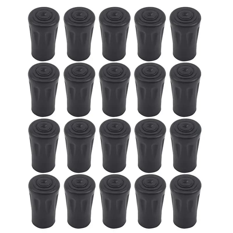 20Pcs Non‑Slip Rubber Trekking Pole Tip Cover, Wear‑Resistant Alpenstock Foot Cap for Outdoor Hiking Cane Protector