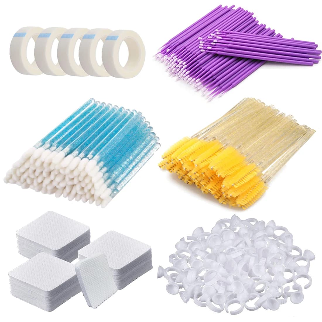 Supplies kit for extension of disposable lashes Mascara rod tape glue ring cotton pads training kit tool insert