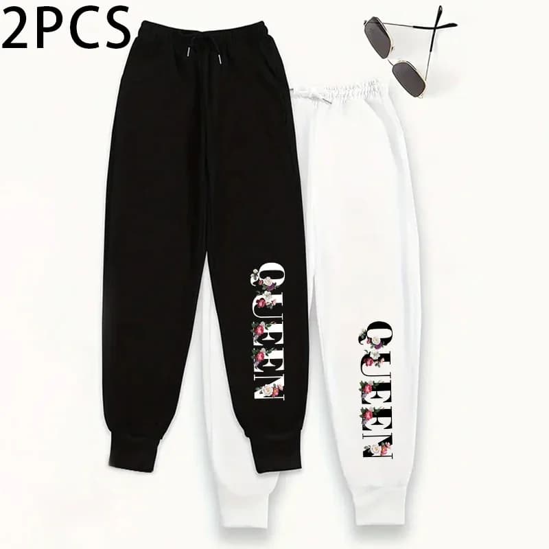2 Pack Womens Sweatpants Street Style Jogging Pants and Lounge Trousers Set 2025 Fall Winter Casual Comfort Athletic Wear Bottom