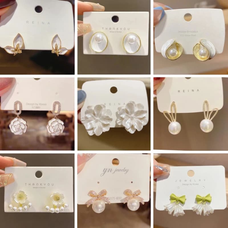 Orecchini pendenti da donna bianchi puri Fiore in fiore Smalto acrilico Farfalla Imitazione Perla Cuore Orecchini pendenti Elegante brinc