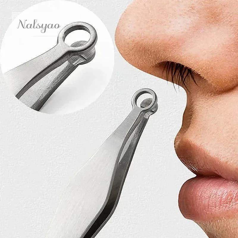 Stainless Steel Nose Hair Trimming Tweezers Eyebrow Facial Scissors Manicure Cut Trimmer