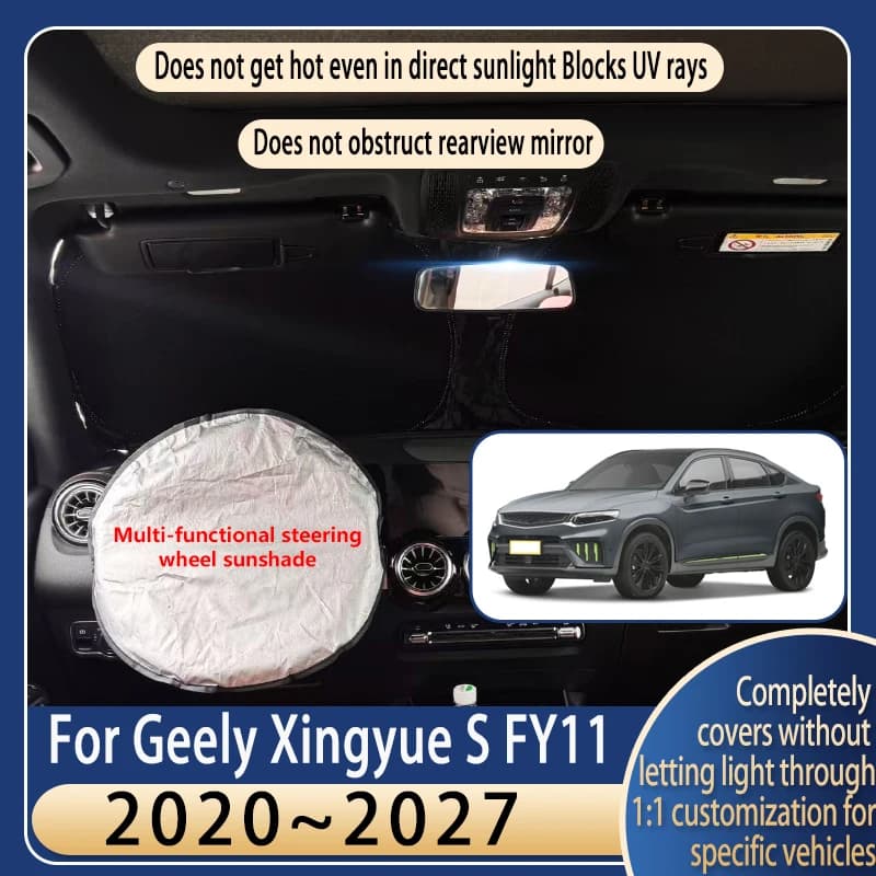 Steering wheel Car Sun Visor For Geely Xingyue S 2020~2027 26 Summer Cooling Auto Accessories Front Windshield Sunshade Insulati