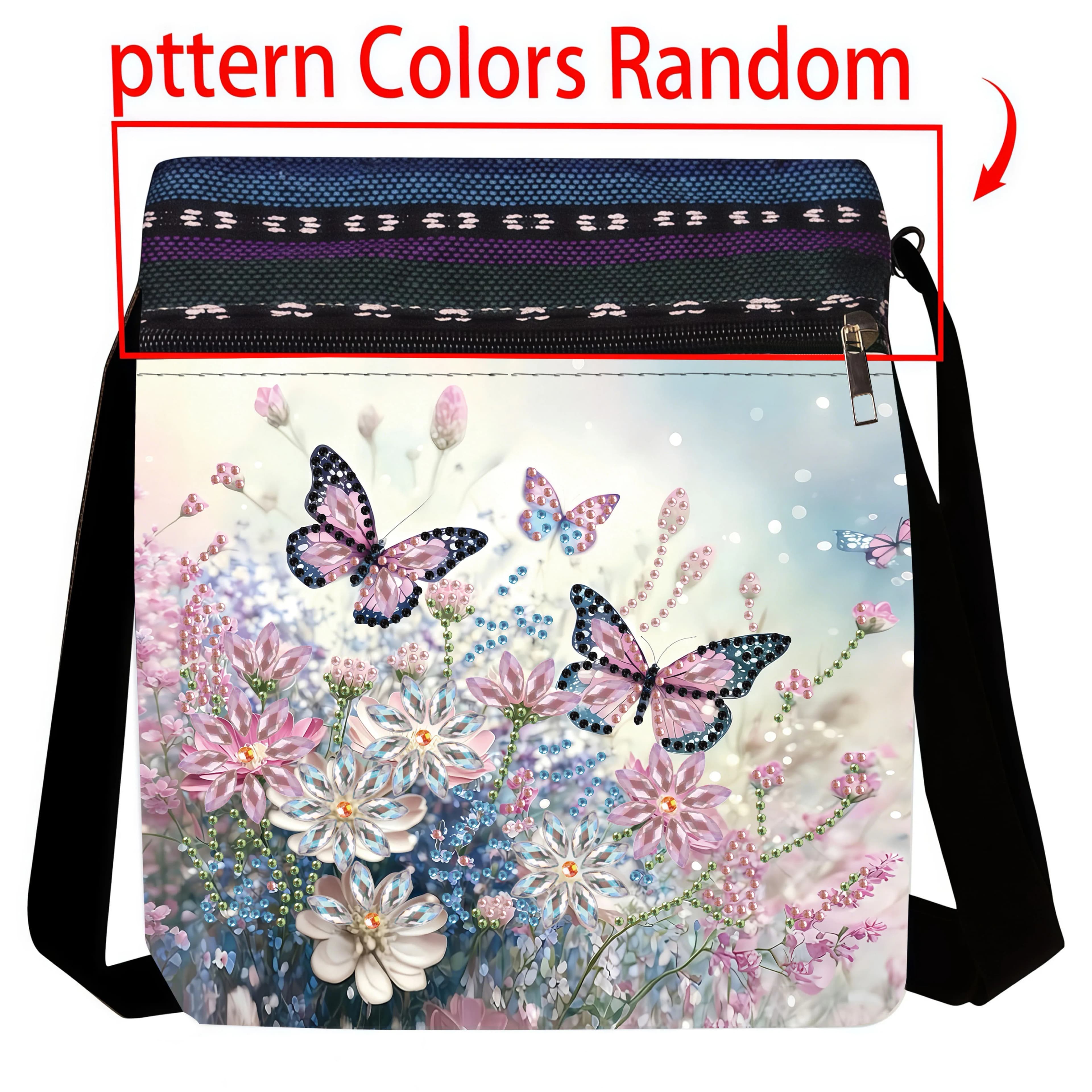 1 Piece Diamond Painting kit Messenger bag butterfly flower Pattern canvas Material lightweight Commuter travel Messenger bag
