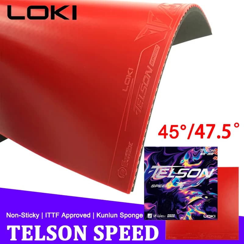 Gomma per Racchetta da Ping Pong LOKI TELSON SPEED, Leggera e Appiccicosa, Approvata ITTF, con Spugna KUNUN, Gomma per Attacco Veloce Arc Fast