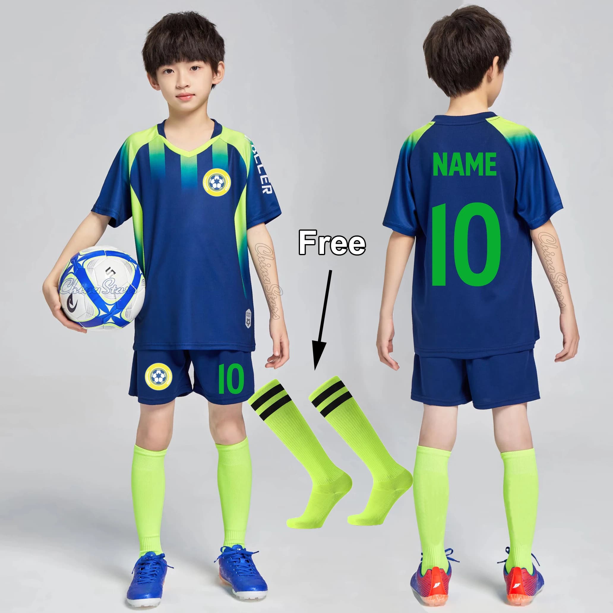 Maglie da calcio per bambini fai-da-te Imposta magliette da calcio per ragazzi e ragazze Abbigliamento sportivo Giovani bambini Uniformi da allenamento per calcio Tute con calzini