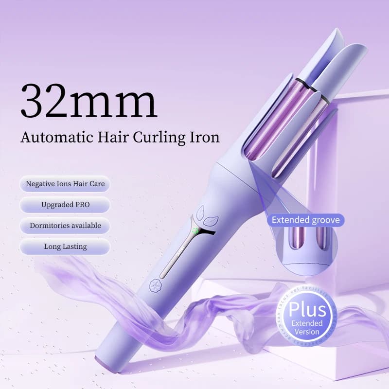 Automatic Hair Curler 32mm Negative Ions Electric Ceramic Curling Hair Stick Rotating Curl Waves Anti-Tangle Curling Iron Styler