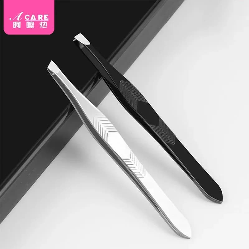 E1P49-Tweezers Eyebrow Clip for Special Eyebrow Small Handlebar Barba Trimmer for Men's Eyebrow Pulling Stainless Steel Woman