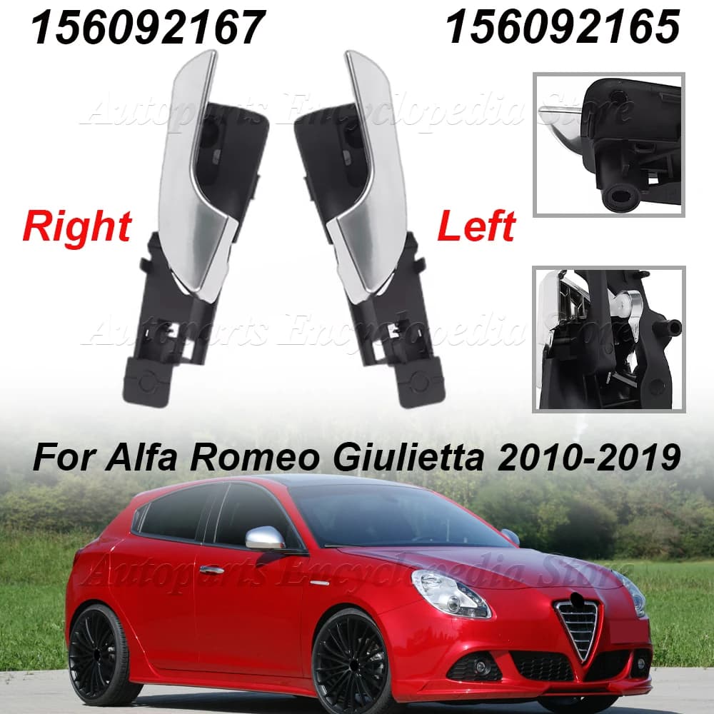 Maniglia Interna per Porta Auto 156092157 per Alfa Romeo Giulietta 2010-2019 156092167 156092165 Argento Opaco Anteriore Sinistra/Posteriore Destra