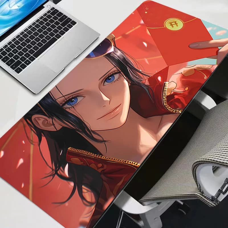 Tappetino per mouse grande da gaming One Piece, accessori per tastiera, tappetino da scrivania in gomma con bordo bloccato, resistente, per laptop, anime.
