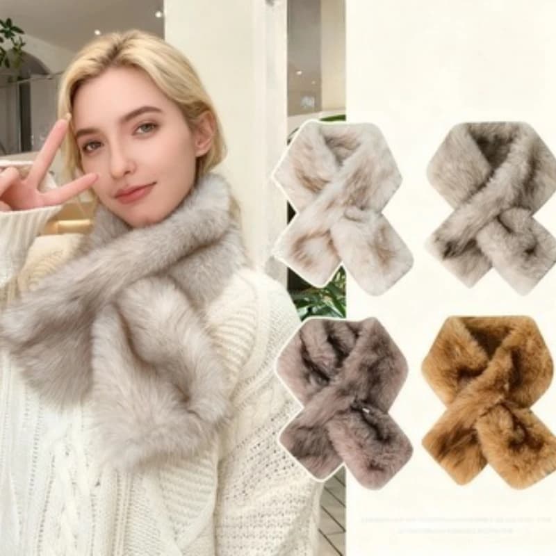 Sciarpa incrociata in pelliccia di visone sintetica autunno e inverno, scaldacollo soffice e caldo alla moda, sciarpa soffice da donna versatile