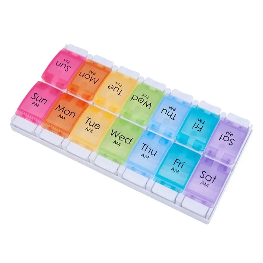 Weekly napkin (2x7 days), large daily napkin, easy to open, without BPA, contains medicines/vitamins/fish oil/integrators
