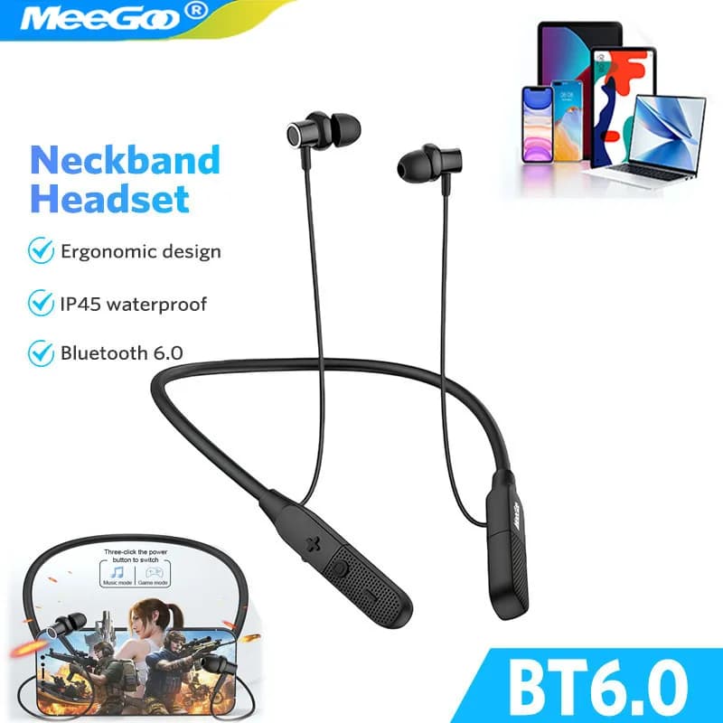 MeeGoo Bluetooth Earphones Wireless Headphones Magnetic Sport Neckband Neck-hanging TWS Earbuds Wireless Blutooth Headset new