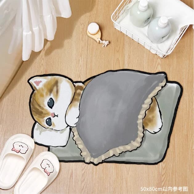 Tappetino da bagno in fango diatomea con gatto simpatico cartone animato, assorbimento d'acqua, WC antiscivolo e ad asciugatura rapida, tappeto per porta del WC