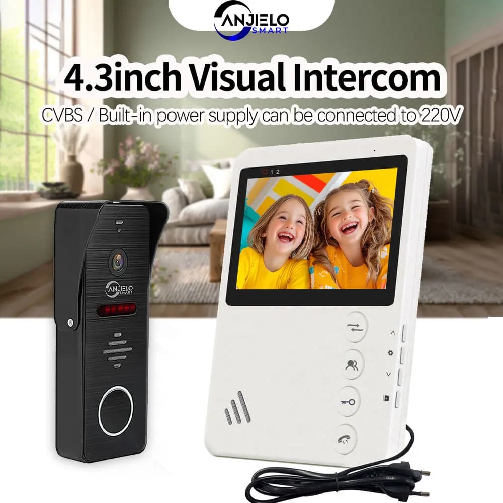 ANJIELO Videocitofono con campanello in metallo da 4,3 pollici per la casa Sblocco one-touch Facile da installare