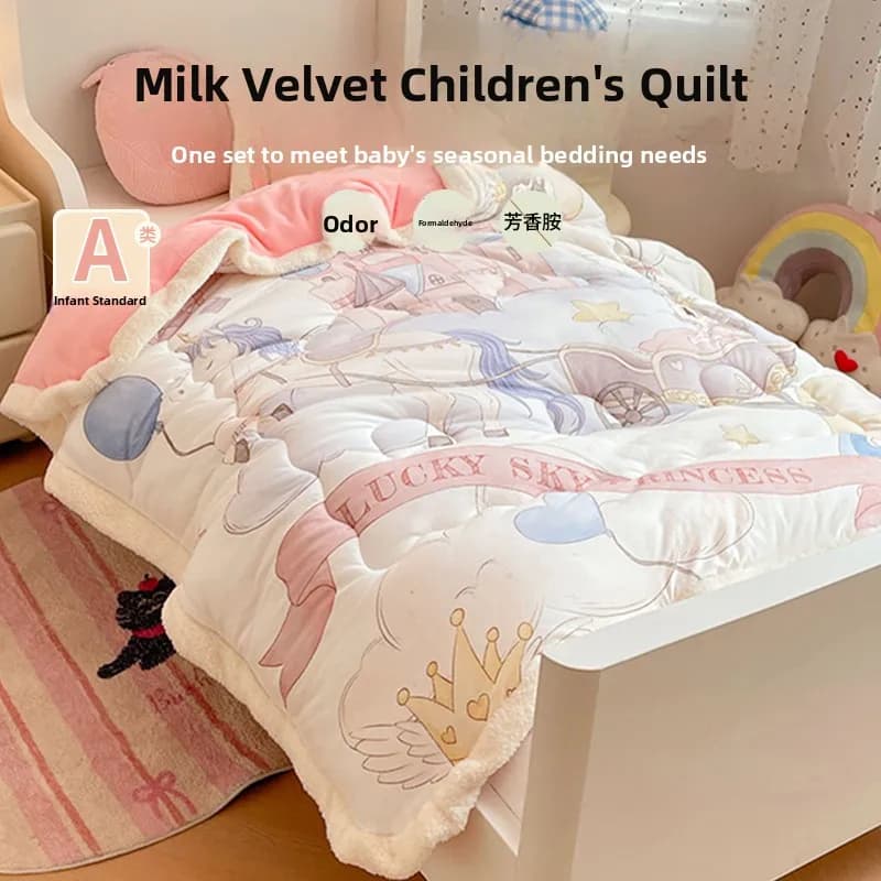 Piumino in Velluto di Latte Lavorato a Maglia Effetto Nuvola per il Sonno dei Bambini, Caldo e Mantenente il Calore, Utilizzabile in Tutte le Stagioni, con Rivestimento in Fibra di Poliestere