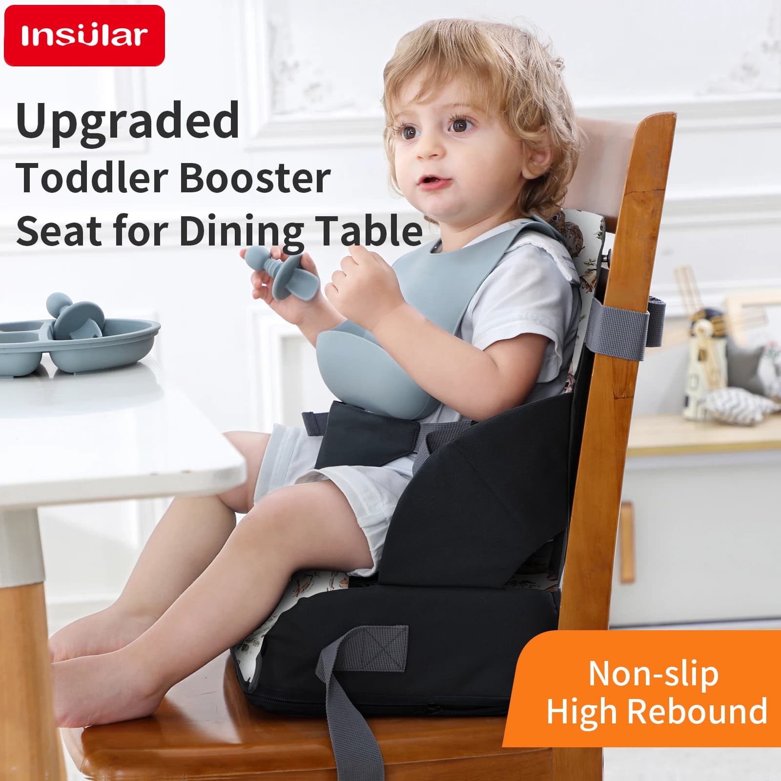 INSULAR Adjustable Dining Chair Lift for Children and Small Children Removable High chair cushion for safety and comfortable