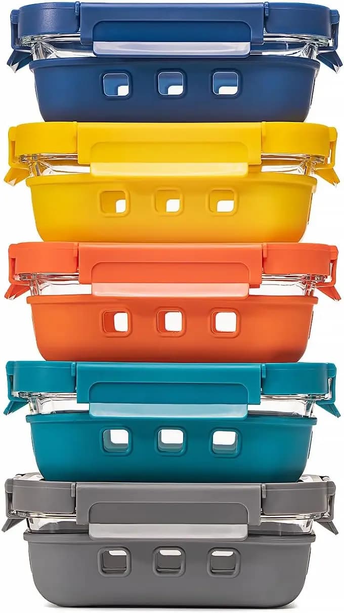 Contenitori in Vetro per Alimenti con Coperchi, Set Bento da 5 Pezzi, Ermetici ed Ecologici per la Preparazione dei Pasti