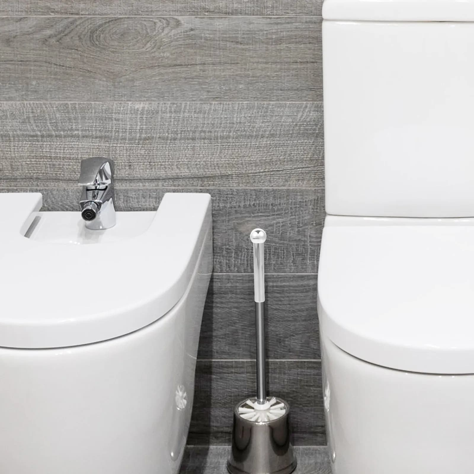 Manico di ricambio per spazzola WC in acciaio inossidabile, resistente, antiruggine, facile da pulire, smontabile, design ergonomico, universale per WC