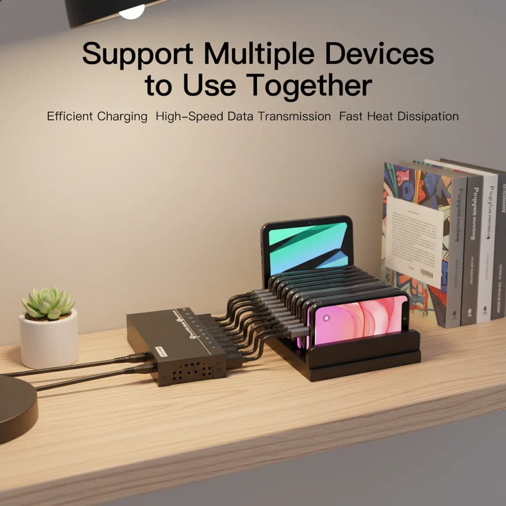 Sipolar Usb Hub Splitter 3.0 10 Port Hub 5Gbps Usb 60W Powered for Phone Tablets Pc Accessories