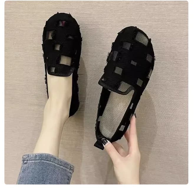 Eleganti vecchie scarpe di stoffa di Pechino Scarpe basse da donna con mocassini da donna con tomaia cava in rete traspirante