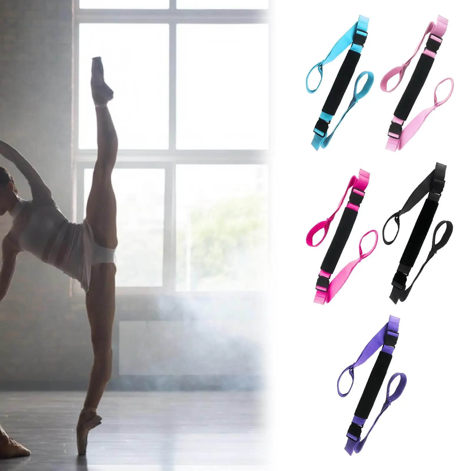 Premium Adjustable Yoga Stretch Band Elastic Stretcher Belt for Pilates Ballet Dance Home Gym Fitness