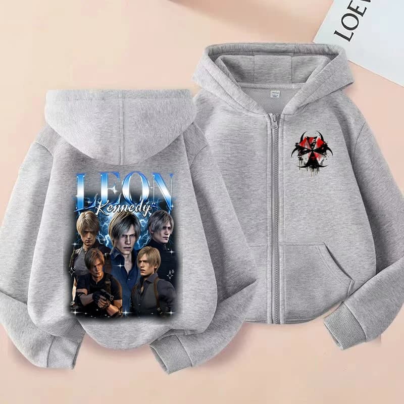 Felpe con Cappuccio e Zip per Bambini Resident Evil, Cardigan con Cappuccio Kennedy Ada Wong, Giacca Primaverile e Autunnale per Ragazzi, Maniche Lunghe, Abbigliamento per Bambini, Regalo