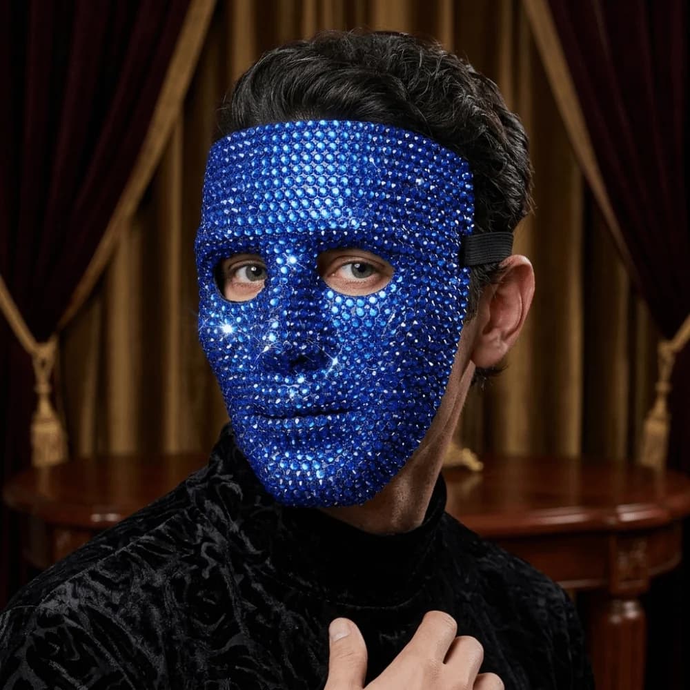 Maschera Veneziana per Feste in Maschera, Elastici, Maschera di Lusso con Strass, Elegante Maschera Vintage Integrale, Accessori per Costumi di Carnevale