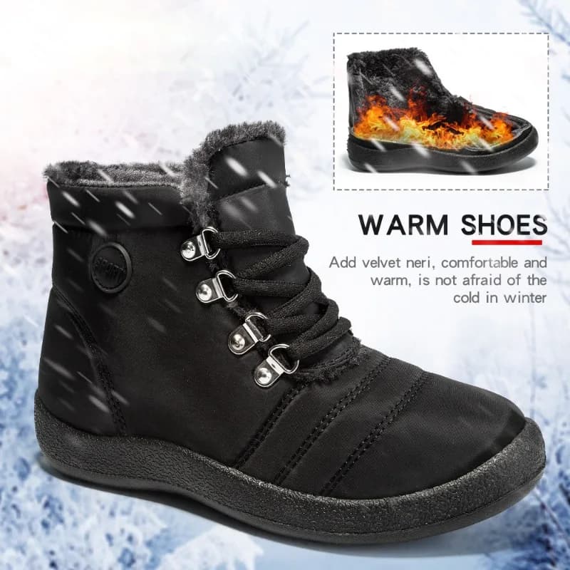 2026 Women's Mid-tube Cotton Boots Waterproof Warm Snow Boots Soft Soles Non-slip Hiking Shoes Thick Plush Light Casual Shoes 43