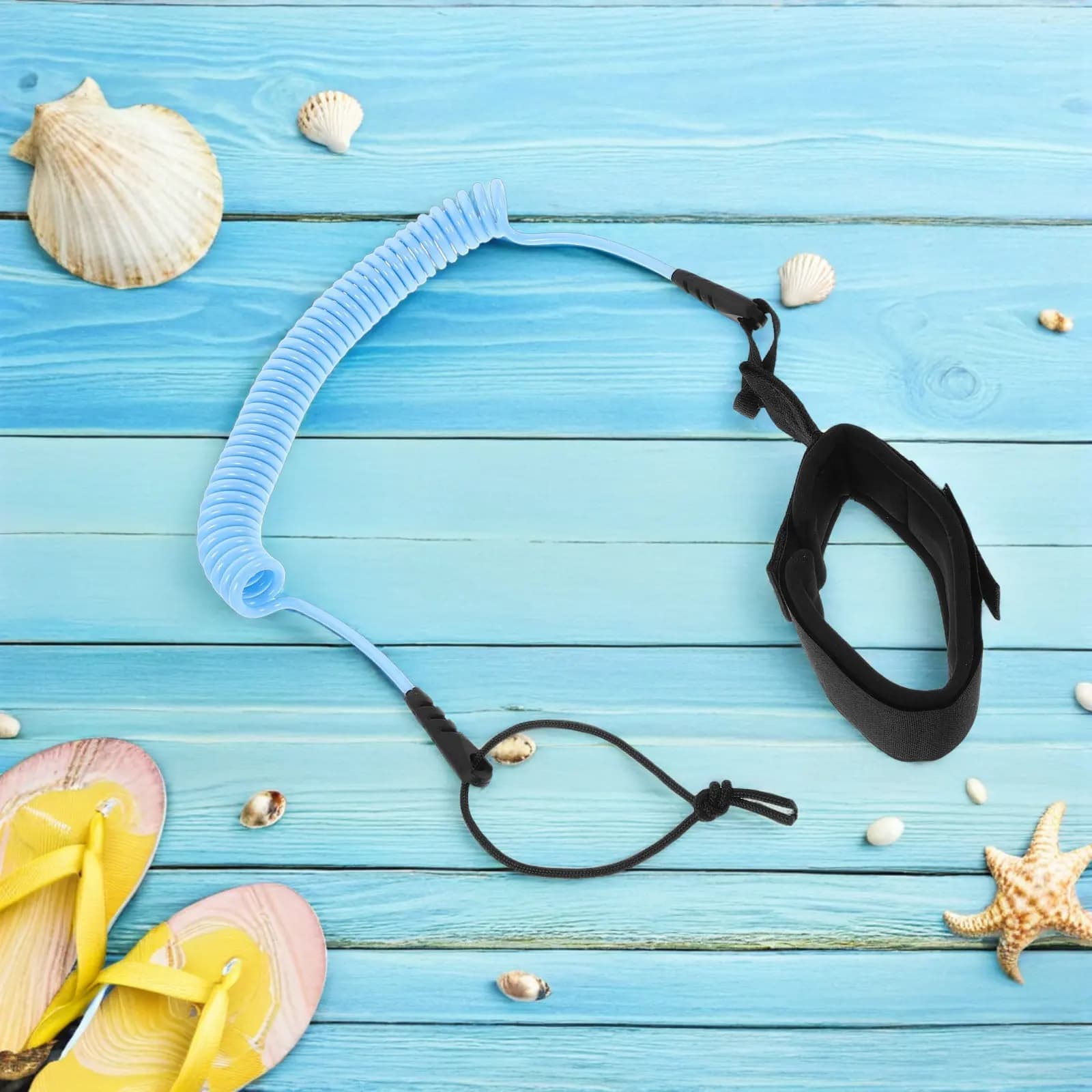 1 pz. Leash per tavola da surf in TPU, Leash per pagaia da kayak, Cordino per gamba per paddleboard, Cinturino da polso per kayak SUP, Accessorio di sicurezza per sport acquatici, Blu