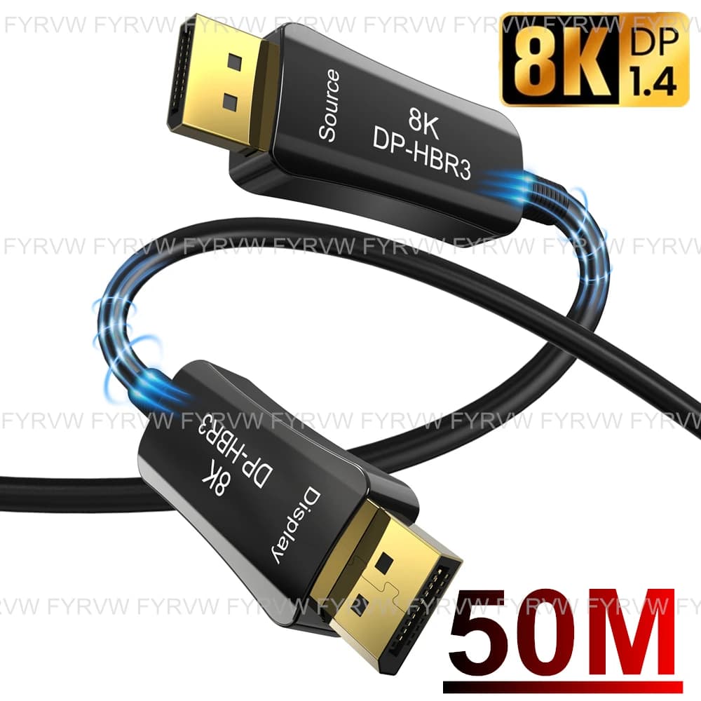 DP Fiber Cable Displayport Fiber Optic Cable DP1.4 Fiber DP to DP Cable 8K 144Hz 165Hz Display Port 10M Displayport Fiber Cable