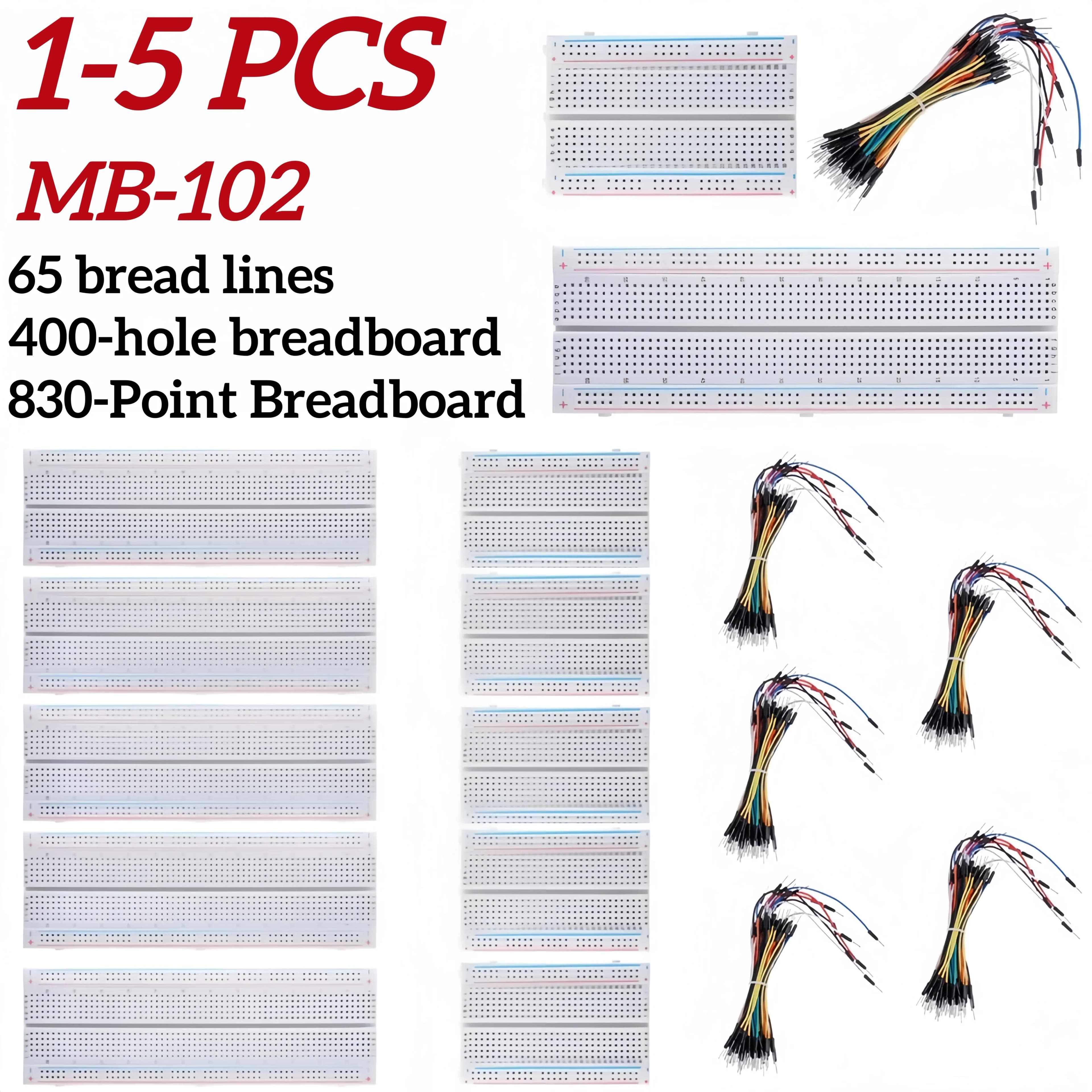 MB-102 Prototype Breadboard 400 830 Points Solderless PCB Bread Board Jumper Wires Cable Board DIY Dupont Wire for Arduino Kit