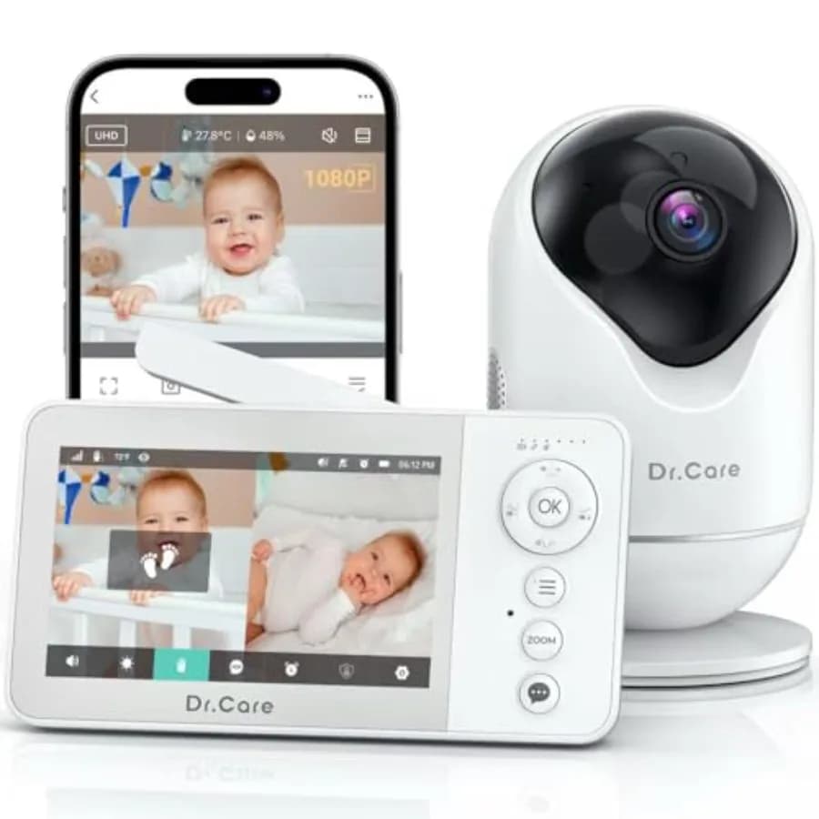 Dr.Care VistaView Lite RB Smart WiFi Baby Monitor 4 720P Schermo Diviso 1080P Telecamera Controllo App Avvisi di Movimento Batteria Rimovibile da 2500mAh