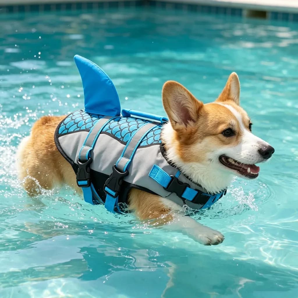 Scales Shark Swim Dog Clothes Pet Life Jacket Vest Clothes Life Vest Harness Pet Swimming Summer Swimwear Scales Shark