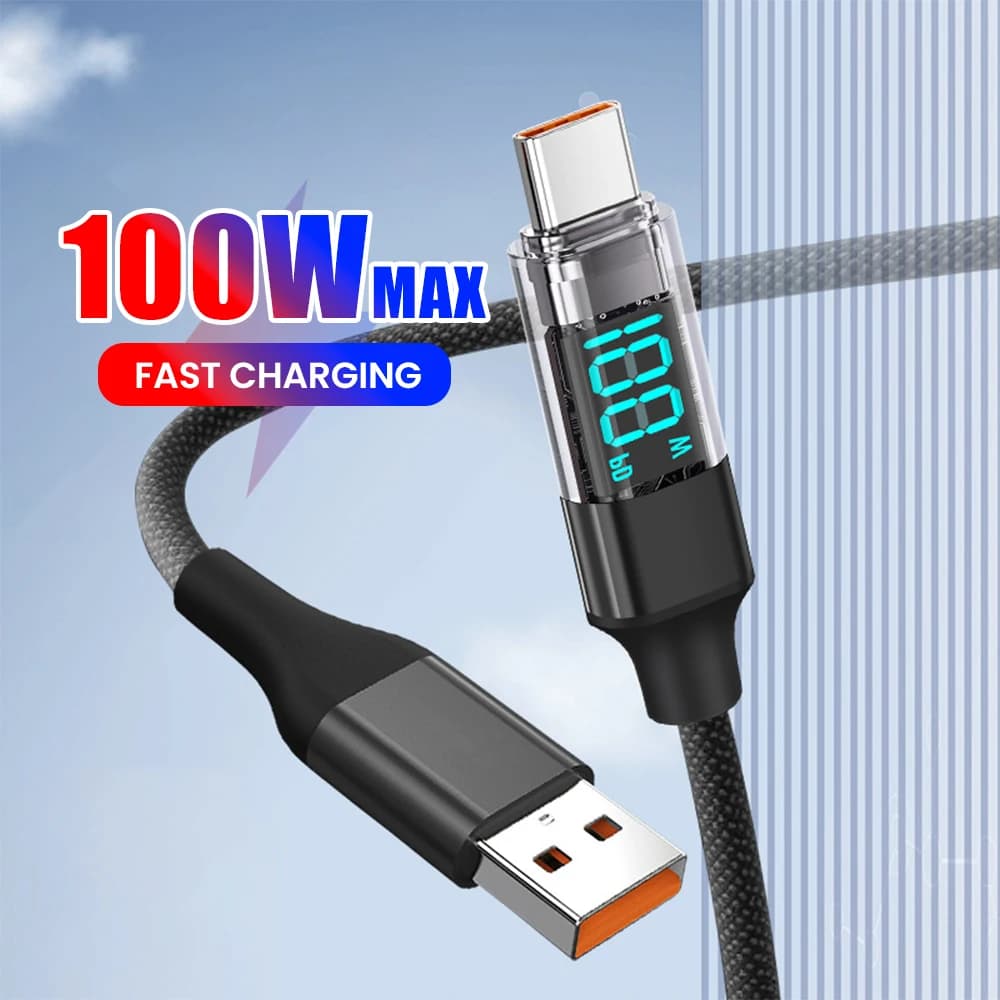 Cavo USB da 100 W Display digitale PD Ricarica rapida Cavo dati USB tipo C per MacBook iPad iPhone 16 15 Pro Max Oneplus POCO Xiaomi