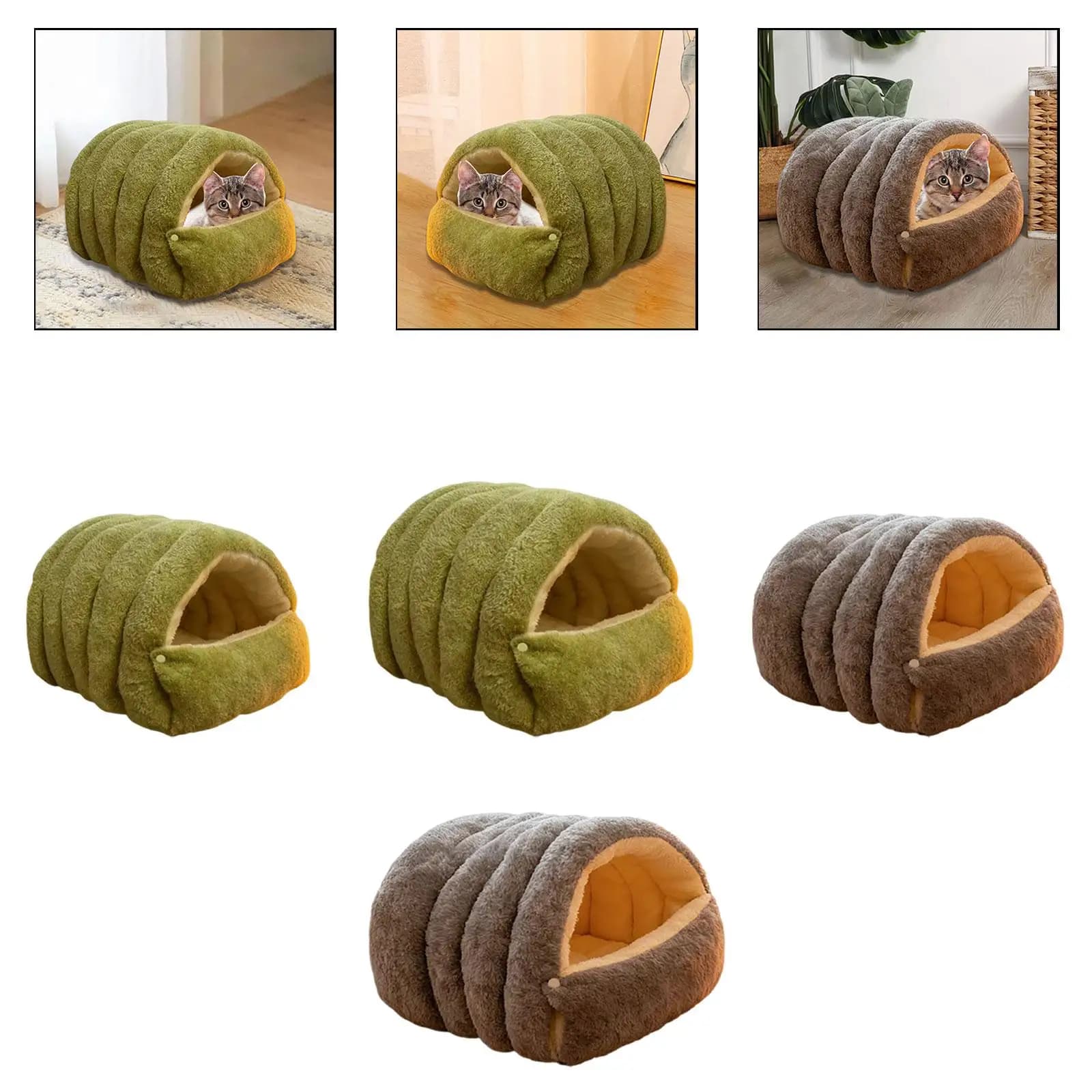 Cuccia per Gatti in Peluche, Nido Morbido e Caldo per Gatti da Interno, Rifugio in Forma di Grotta, Bag Bed for Winter