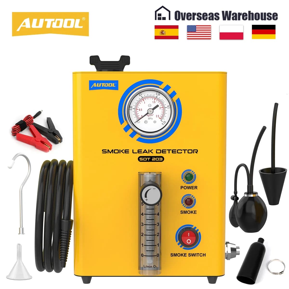 AUTOOL SDT203 Car smoke leak detector EVAP Tube smoke generator Pipe leak detector Tester EVAP system diagnostic tools