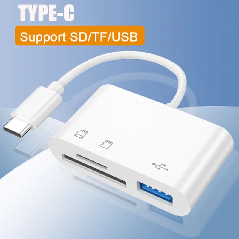 Lettore di schede 3 in 1 di tipo C Schede OTG SD TF Lettore di schede di memoria USB