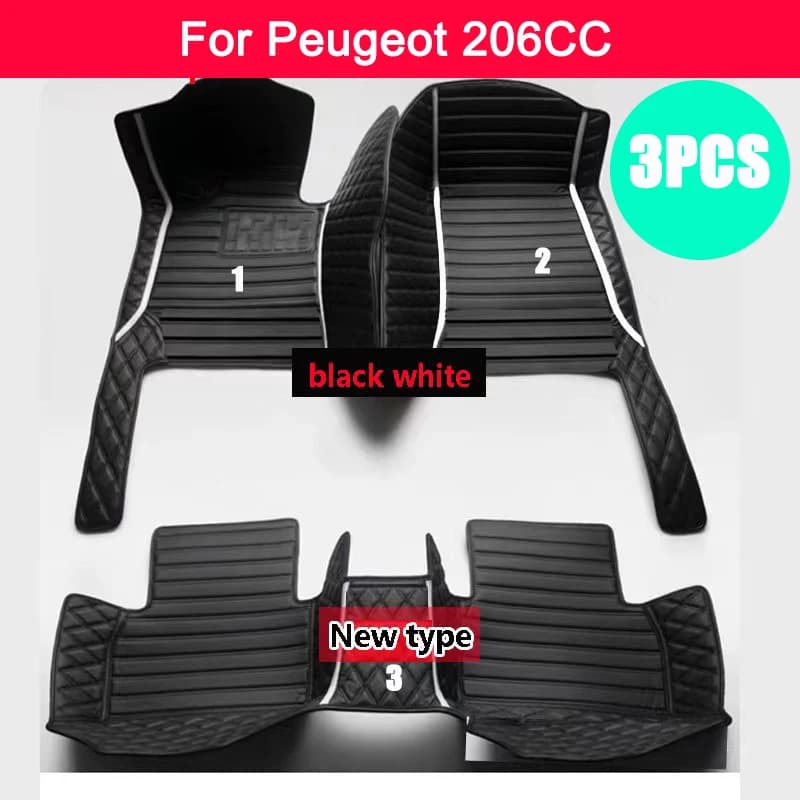 Tappetini auto per Peugeot 206CC 206 CC T16 2000 ~ 2008 Tappetini in pelle Tappeti Tappetini protettivi Set Parti interne Accessori auto