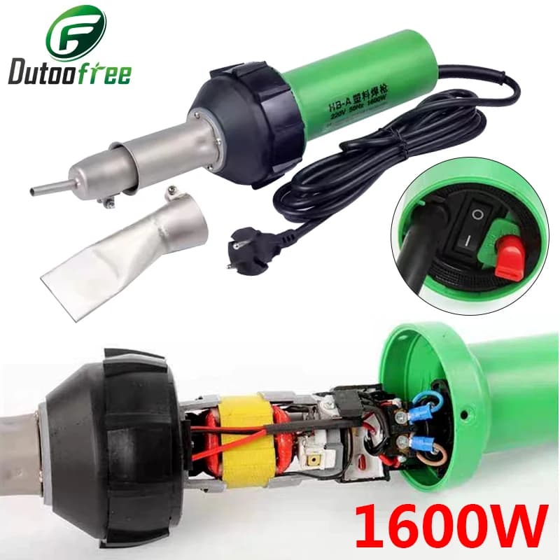 220V 1600W 50/60Hz Pistola per saldatura di plastica Ventilatore di aria calda Torcia di calore Saldatore per PP/PE/PVC Foglio Tubo Serbatoio Pavimento con kit ugelli