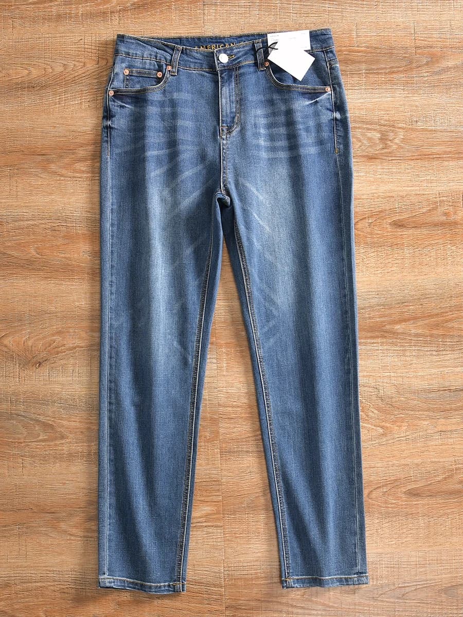 High Elastic Comfortable Men's Fashionable Washed Slim Fit Jeans Spring Season Casual Style mid Waist Cotton Stretch Denim