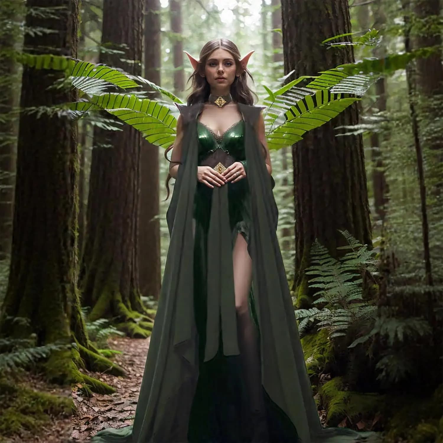 Mantello da elfo medievale per donna Mantello da fata a figura intera con spalle scoperte Costume cosplay rinascimentale