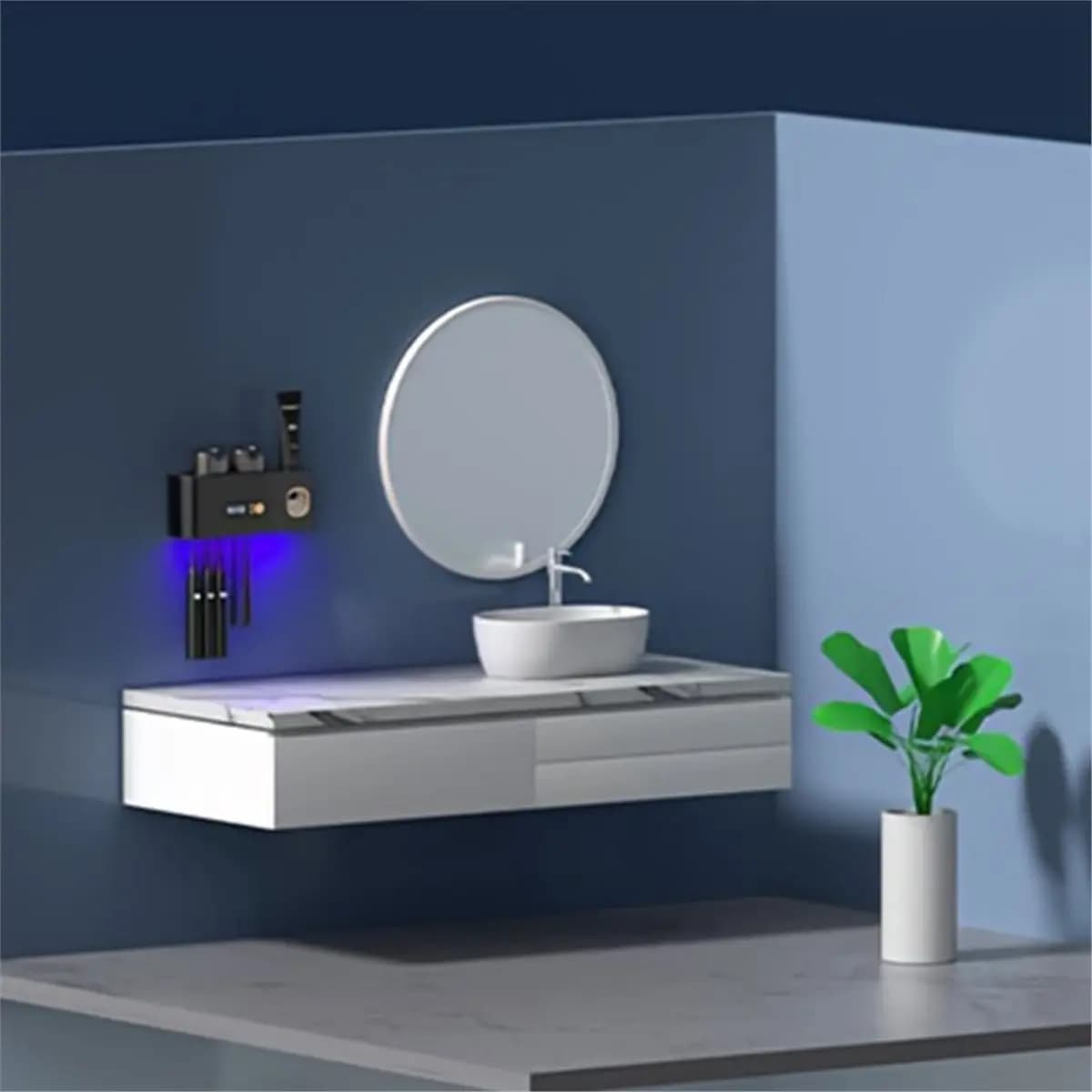 ▶★♥Flash Deal-Smart Toothbrush with 2 Cups Automatic Toothpaste Dispenser 5-Slot Storage Brush Holder Clock Display