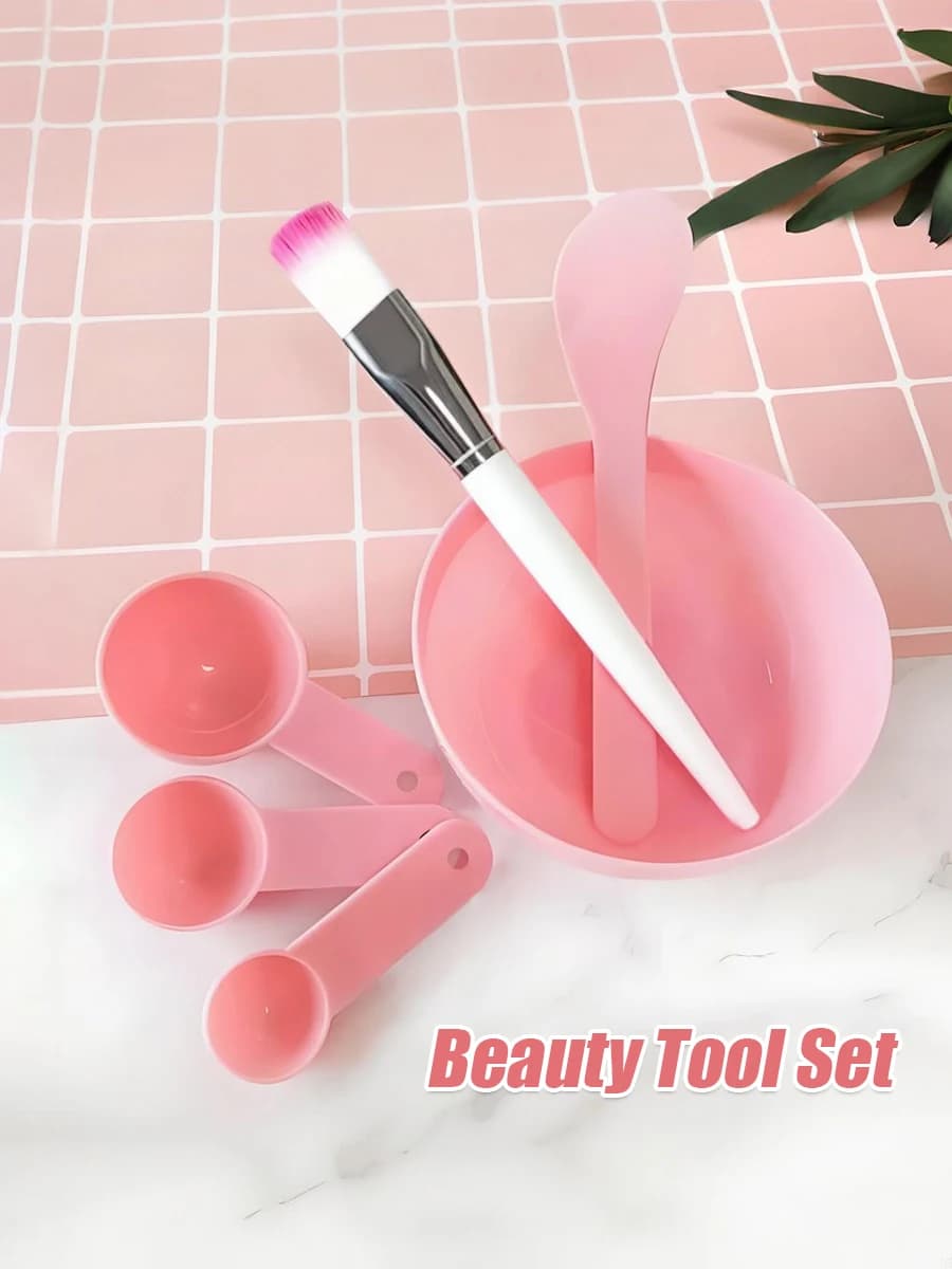 Set di 6 Strumenti per Maschere Facciali, Kit per Miscelare Polveri e Applicare Maschere, Cucchiaio e Ciotola in Plastica per Uso Professionale